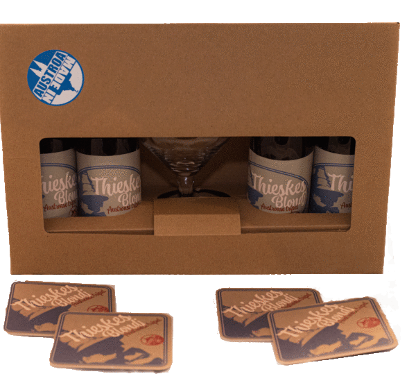 Set van 4 flessen Thieskes Blondj, Austroa's tripel, Glas en viltjes - Afbeelding 3