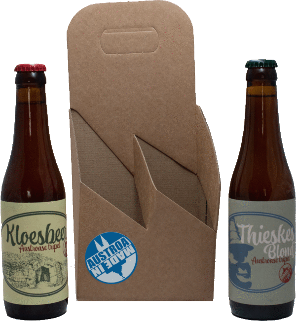 Set van 1 fles Kloesbeer en 1 fles Thieskes Blondj, Austroa's tripel